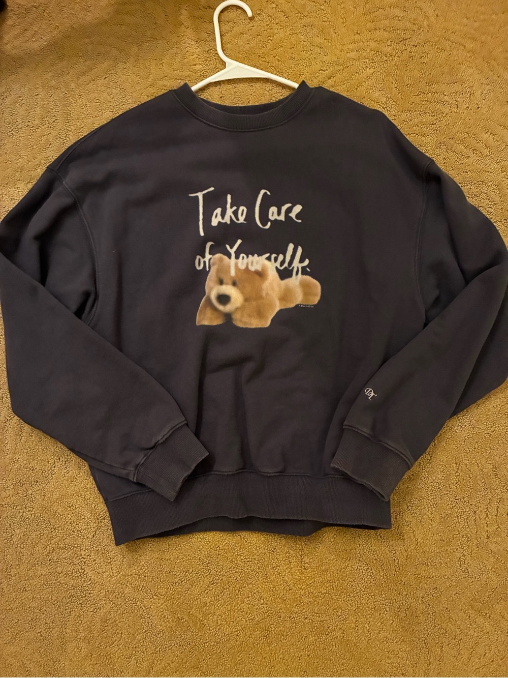 “Take Care of Yourself“ Teddy Graphic Sweatshirt - dark grey women’s S relaxed